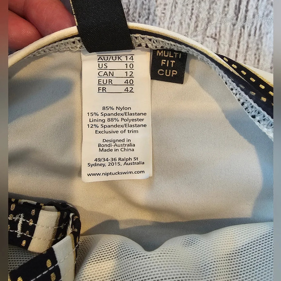 Niptuck Black White Stripe Tummy Control One Piece Swim Suit Size 10 Multi Fit - Picture 6 of 7